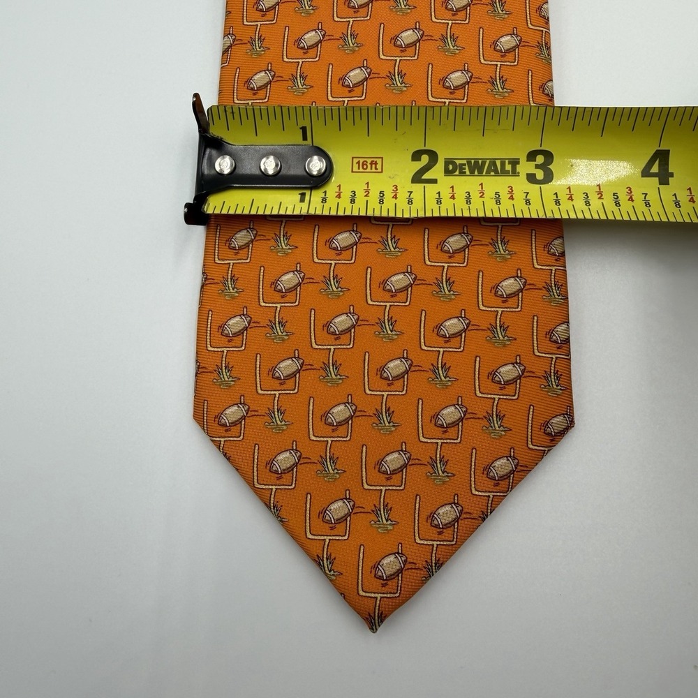 Bird Dog Bay 100% Silk Tie Orange Football Theme Men's Necktie - Picture 4 of 4